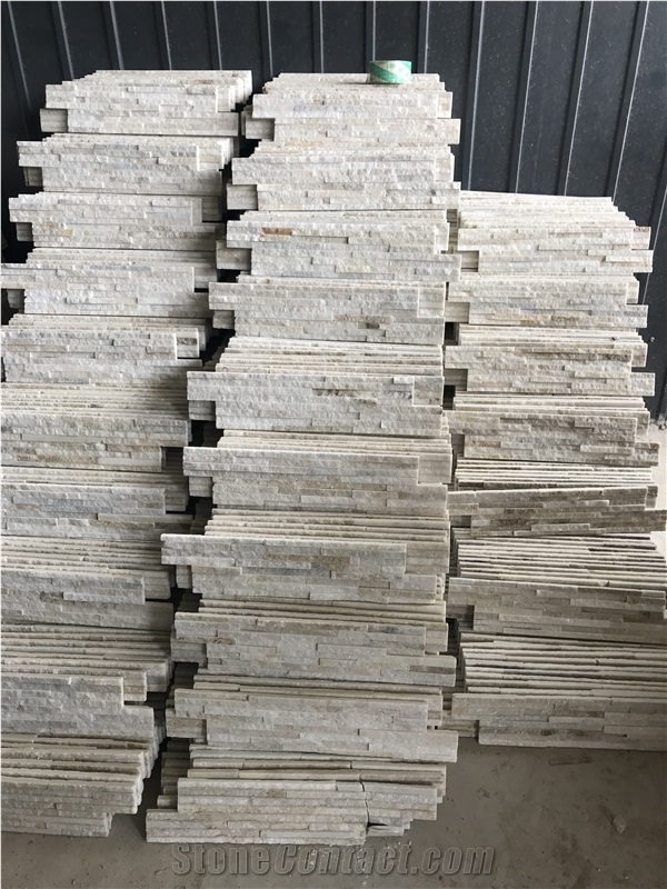 White Quartzite Stacked Stone, Natural Narrow Cultured Stone, Ledger