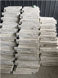 White Quartzite Stacked Stone, Natural Narrow Cultured Stone, Ledger