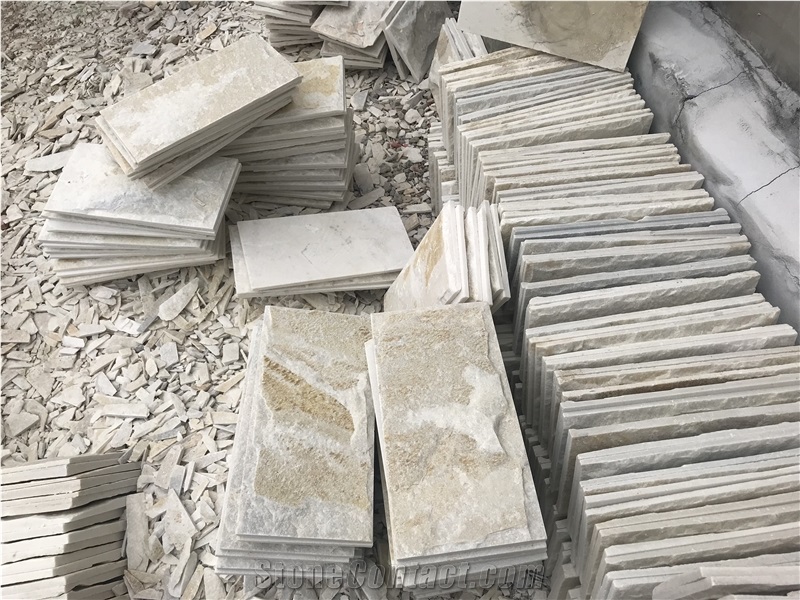 White Quartzite Wall Tiles in Natural Surface Natural Thickness
