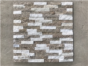 Yellow White Quartzite Stacked Stone, Ledge Stone, Natural Cultured