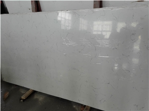 Carrara White Quartz Slab, White Quartz Tile, Artificial Quartz Stone