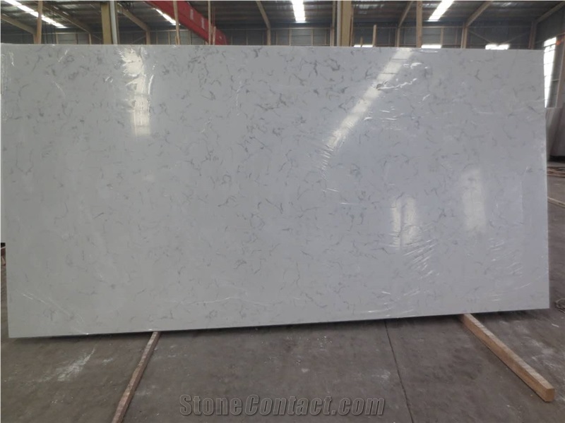 Carrara White Quartz Slab, White Quartz Tile, Artificial Quartz Stone