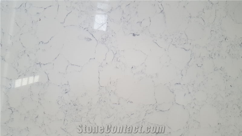 Carrara White Quartz Slab, White Quartz Tile, Artificial Quartz Stone