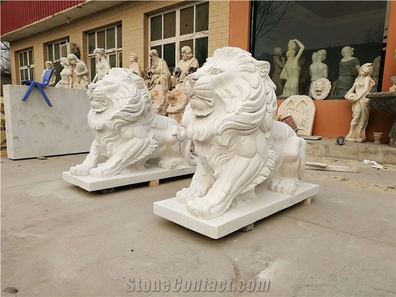 China Stone Carvings Granite Marble Lion Sculptures Landscape