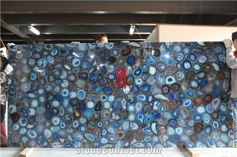 Semi Precious Stone Blue Agate Slab, Black Agate, Tiger Eye