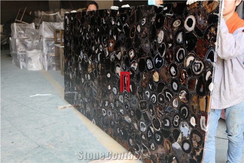 Semi Precious Stone Blue Agate Slab, Black Agate, Tiger Eye