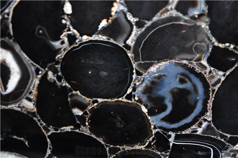 Black Agate Black Gemstone Luxury Natural Black Stone Slabs&Tiles
