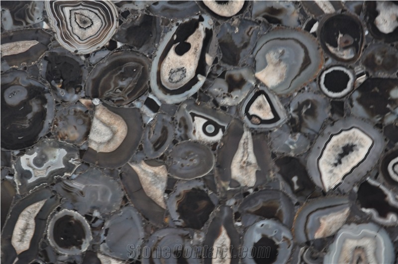 Black Agate Black Gemstone Luxury Natural Black Stone Slabs&Tiles