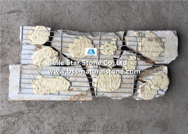 Beige Limestone Culture Stacked Ledge Ashlar Stone Veneer