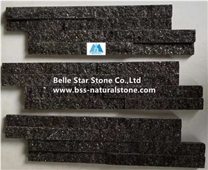 Black Galaxy Granite Culture Stacked Ledge Stone Veneer Cladding Panel