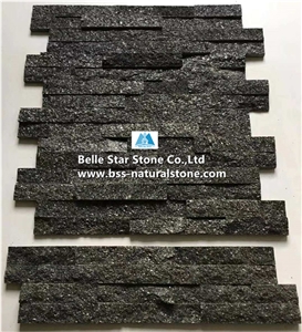 Black Galaxy Granite Culture Stacked Ledge Stone Veneer Cladding Panel