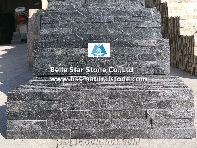 Black Quartzite Culture Stacked Ledge Thin Stone Veneer Cladding Panel