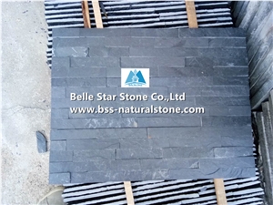 Black Riven Slate Split Face Culture Stacked Thin Stone Veneer Panels