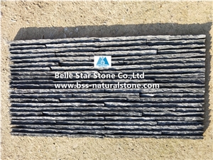 Black Riven Slate Split Face Mini Stacked Stone,Waterfall Shape Veneer