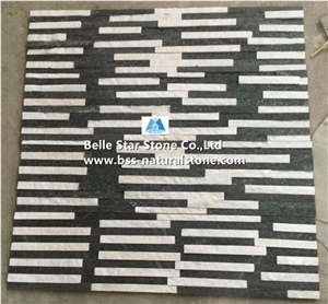 Black White Quartzite Mini Stacked Stone,Waterfall Shape Ledgestone