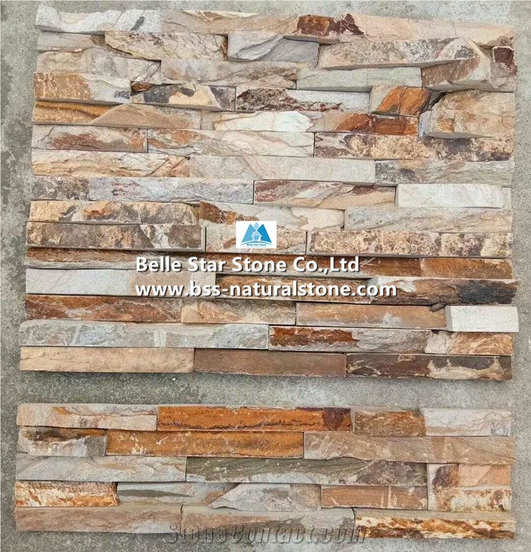 Brown Limestone Culture Stone,Split Face Stone Veneer,Stacked Stone