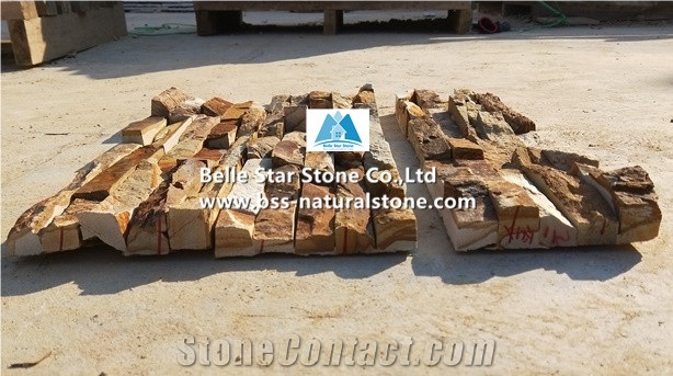 Brown Limestone Culture Stone,Split Face Stone Veneer,Stacked Stone