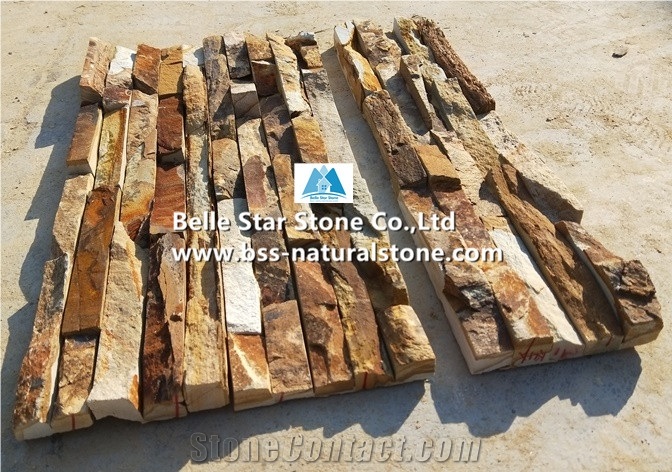 Brown Limestone Culture Stone,Split Face Stone Veneer,Stacked Stone