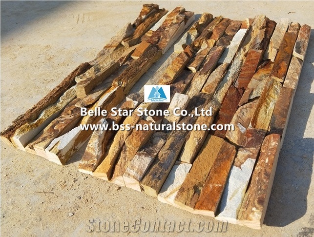 Brown Limestone Culture Stone,Split Face Stone Veneer,Stacked Stone