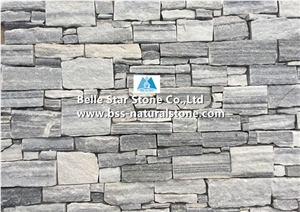 Cloudy Grey Quartzite Stacked Stone Cladding Back with Steel Wire