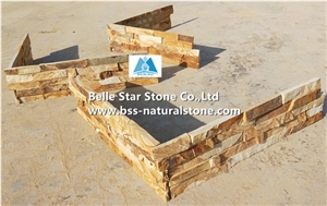 Gold Yellow Limestone Culture Stacked Ledger Stone Panels Veneer Clad