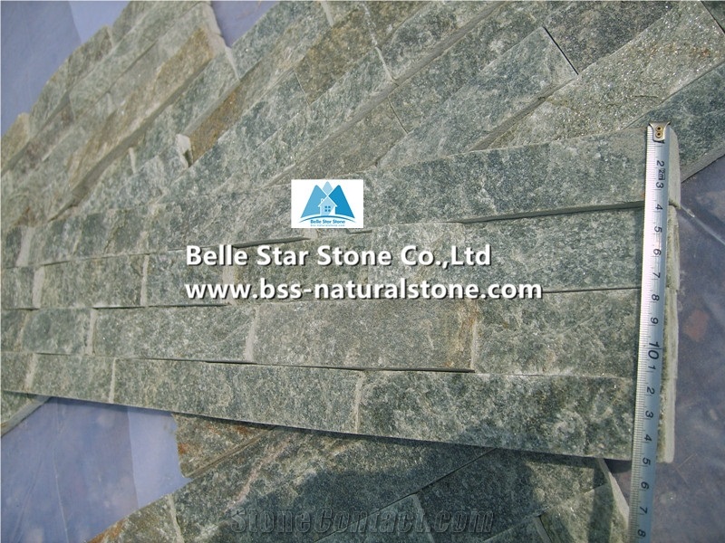 Green Quartzite Culture Stacked Ledger Stone Veneer Cladding Panels
