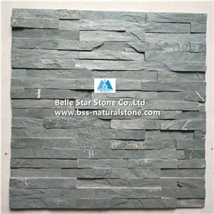 Green Riven Slate Split Face Culture Stacked Thin Stone Veneer Panels Green Riven Slate Split Face Culture Stacked Thin Stone Veneer Panels