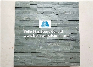 Green Riven Slate Split Face Culture Stacked Thin Stone Veneer Panels