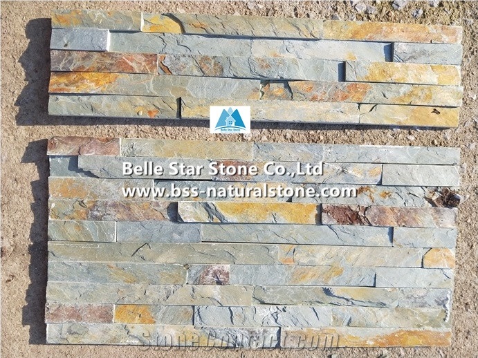 Green Rust Split Face Slate Culture Stacked Ledge Thin Stone Veneer