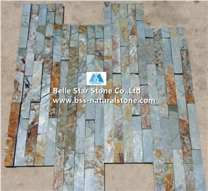 Green Rust Split Face Slate Culture Stacked Ledge Thin Stone Veneer