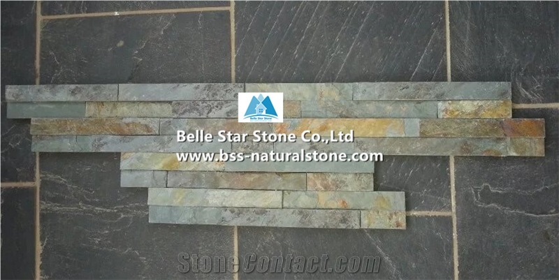 Green Rust Split Face Slate Culture Stacked Ledge Thin Stone Veneer