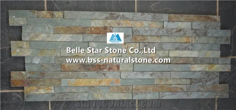 Green Rust Split Face Slate Culture Stacked Ledge Thin Stone Veneer