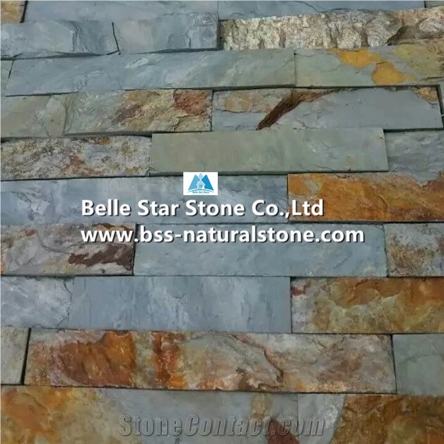 Green Rust Split Face Slate Culture Stacked Ledge Thin Stone Veneer