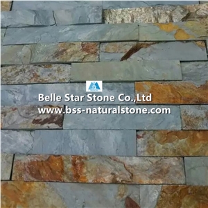 Green Rust Split Face Slate Culture Stacked Ledge Thin Stone Veneer