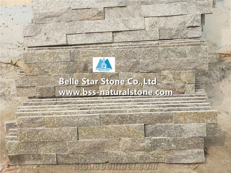 Grey Quartzite Culture Stacked Ledger Thin Stone Veneer Cladding Panel
