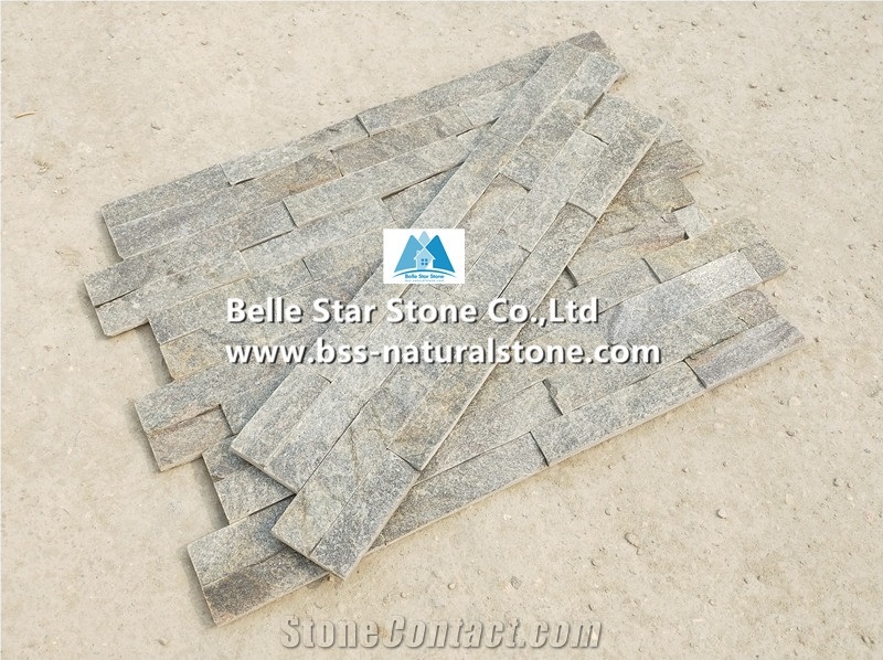 Grey Quartzite Culture Stacked Ledger Thin Stone Veneer Cladding Panel