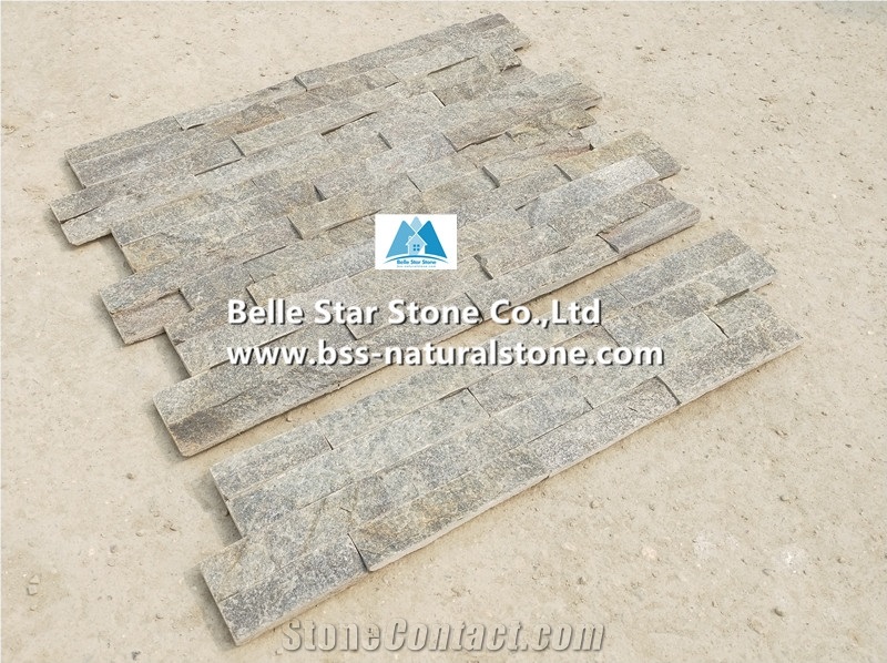 Grey Quartzite Culture Stacked Ledger Thin Stone Veneer Cladding Panel