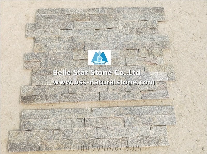Grey Quartzite Culture Stacked Ledger Thin Stone Veneer Cladding Panel