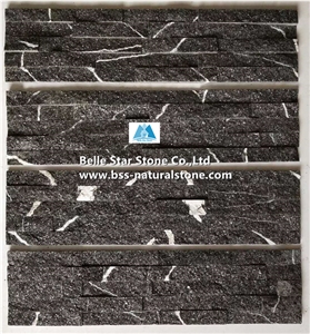 Lightning Black Galaxy Granite Culture Stacked Ledge Stone Veneer Clad