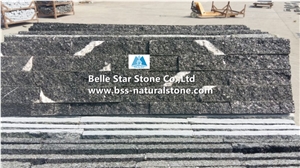 Lightning Black Galaxy Granite Culture Stacked Ledge Stone Veneer Clad