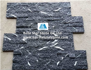 Lightning Black Galaxy Granite Culture Stacked Ledge Stone Veneer Clad