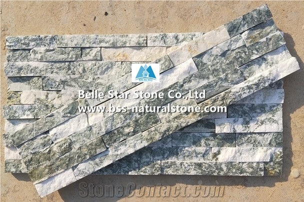 Lotus Green Marble Culture Stacked Ledge Stone Veneer Cladding Panels