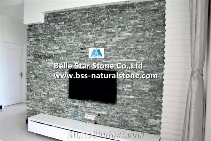 Lotus Green Marble Culture Stacked Ledge Stone Veneer Cladding Panels