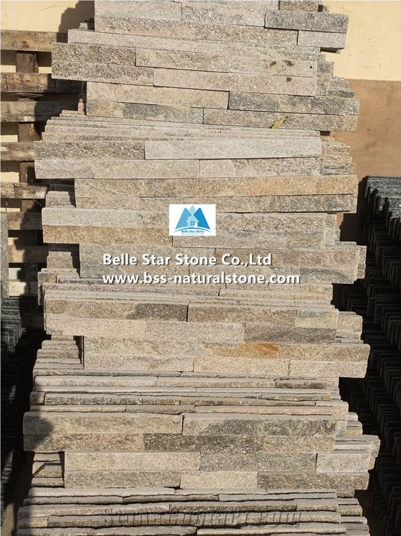 Pink Quartzite Culture Stacked Ledge Thin Stone Veneer Cladding Panels
