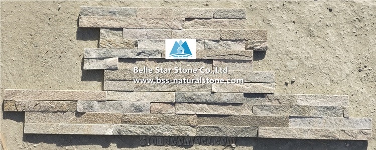 Pink Quartzite Culture Stacked Ledge Thin Stone Veneer Cladding Panels