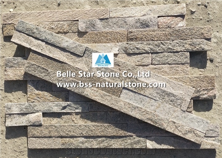 Pink Quartzite Culture Stacked Ledge Thin Stone Veneer Cladding Panels