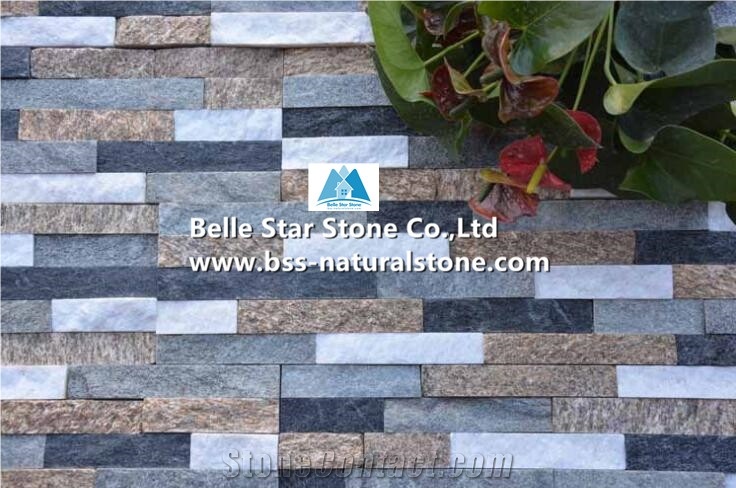Quartzite+Granite Culture Stacked Ledge Stone Veneer Cladding Panels