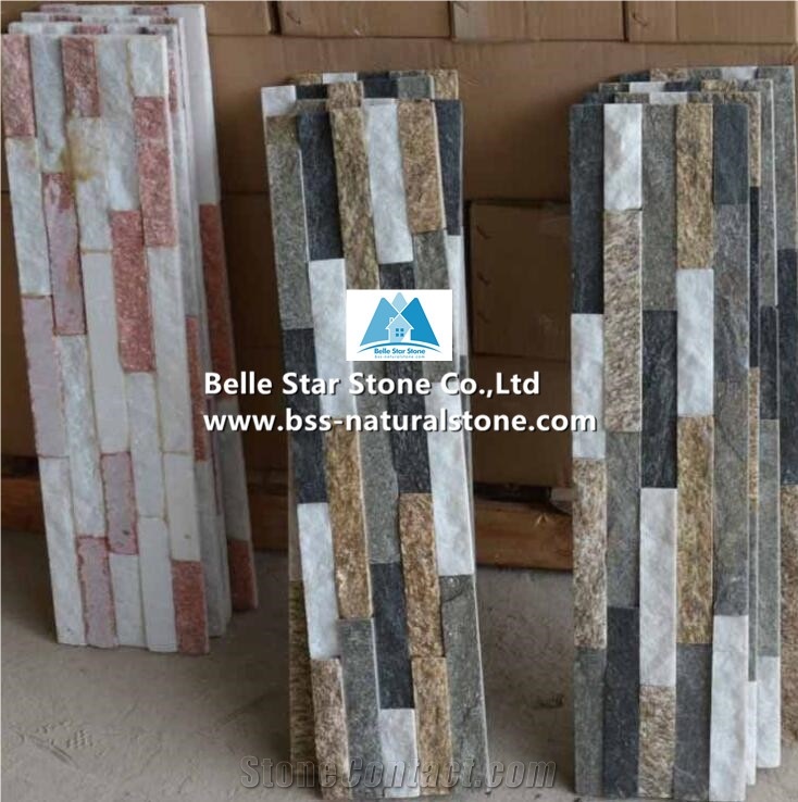 Quartzite+Granite Culture Stacked Ledge Stone Veneer Cladding Panels