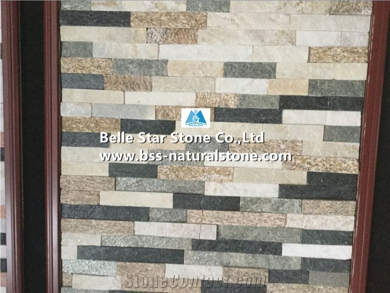 Quartzite+Granite Culture Stacked Ledge Stone Veneer Cladding Panels