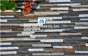 Slate and Quartzite Mini Stacked Stone,Waterfall Shape Culture Stone Vener